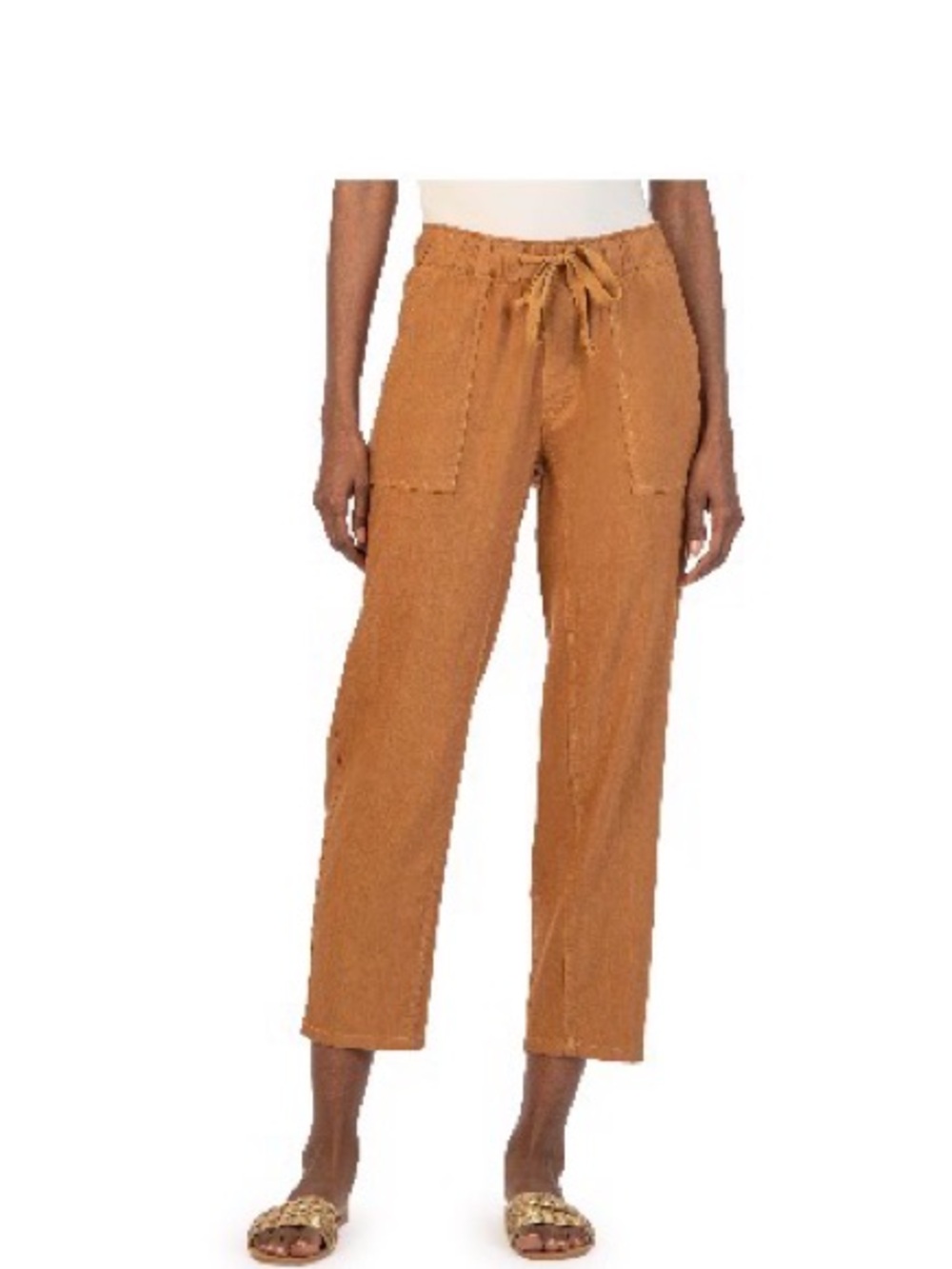KUT Rosalie Linen Blend Drawstring Ankle Pants L